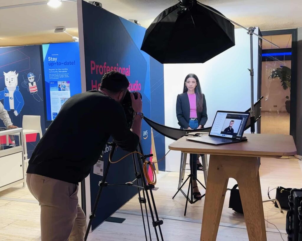 sales kick off meeting ideas headshot booth